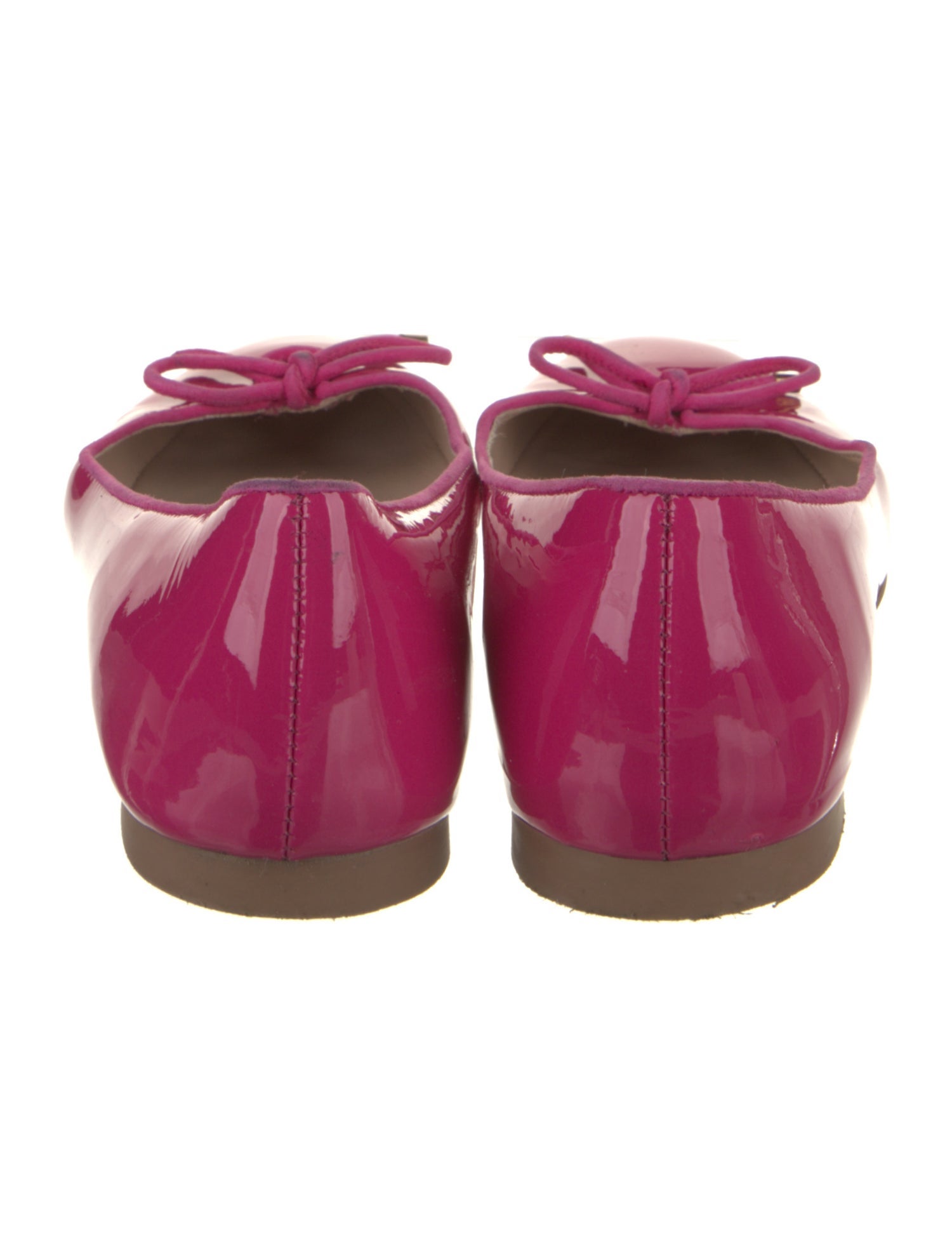 Stuart Weitzman Patent Leather Bow Accents Ballet Flats